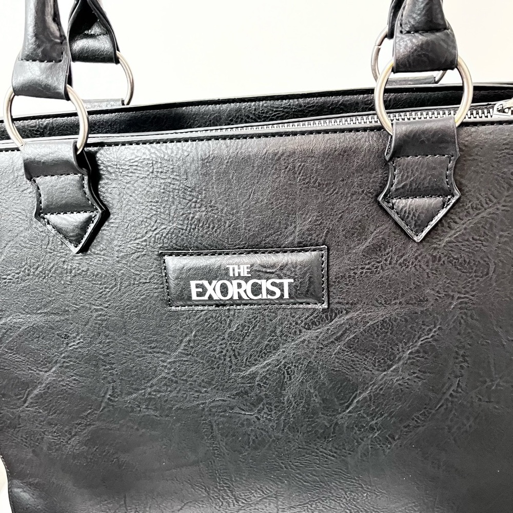 Killstar Exorcist Black Faux Leather Satchel Crossbody Handbag Studs Cross Goth - Picture 11 of 12